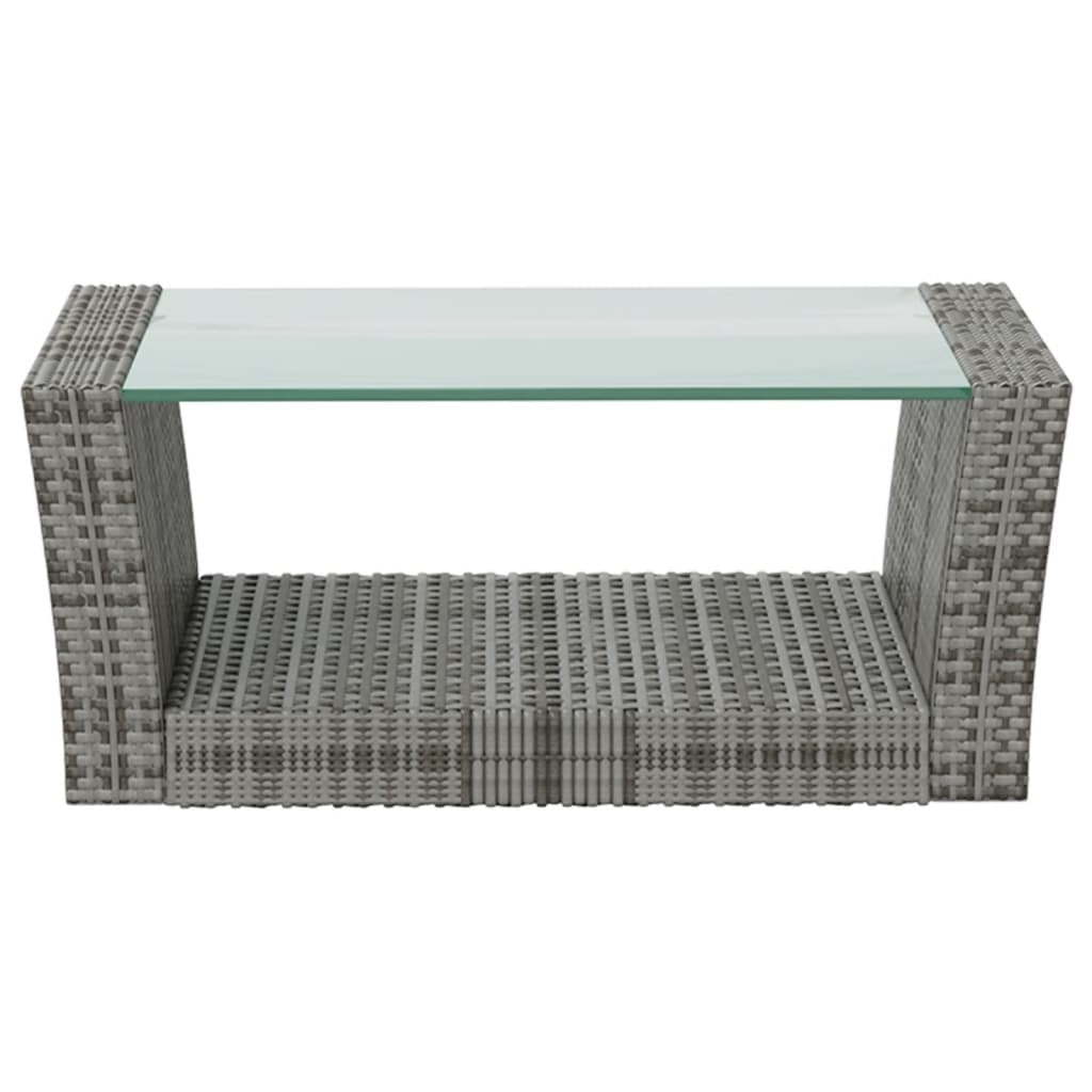 8-tlg. Garten-Lounge-Set mit Auflagen Poly Rattan Grau